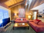 Mammoth Lakes Condo Rental Sunshine Village 168 - Living Room has a Woodstove